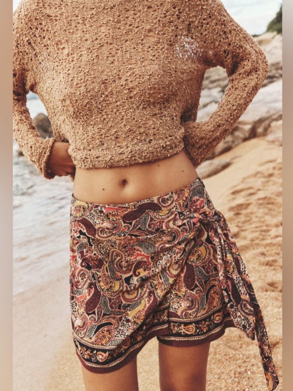 ZARA PRINTED SKORT WITH KNOT